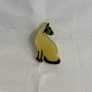 Siamese Cat Enamel Pin cream and black